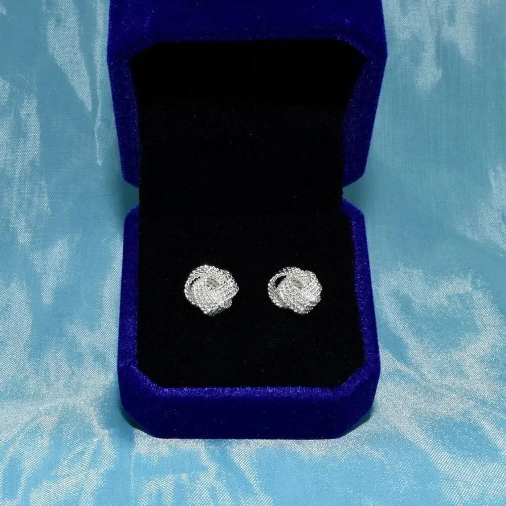 Delanie Elegant Love Knot 925 Sterling Silver Stud Earrings Gift Boxed